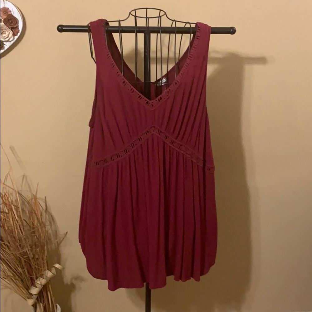 Burgundy bo-ho tank